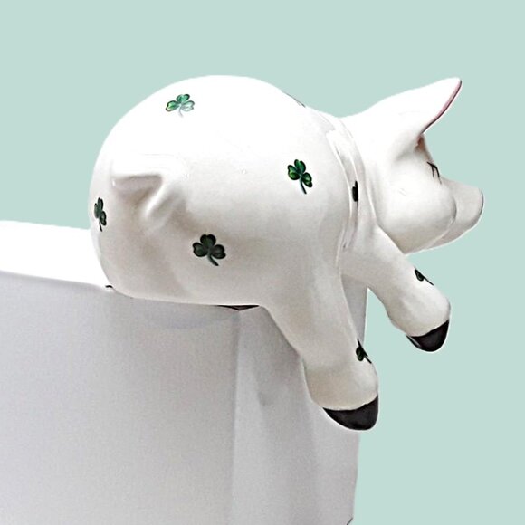 Shelf Sitter Shamrock Sleeping Piggy Cute Irish & Such Specialty Ceramics Pig - Picture 4 of 11